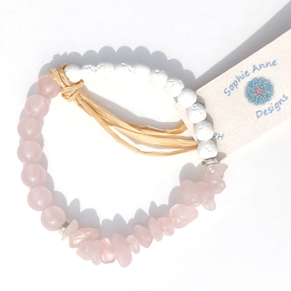 Rose Quartz Lava Stone Bracelet